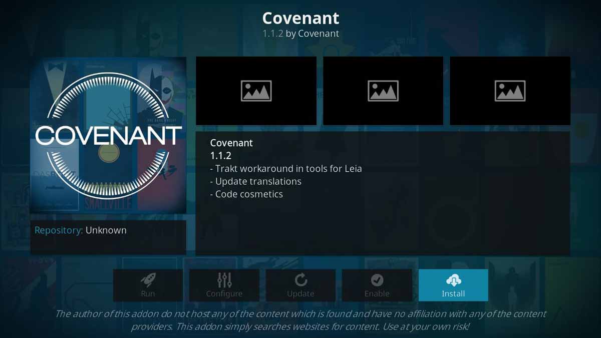 konfiguracja kodu Covenant