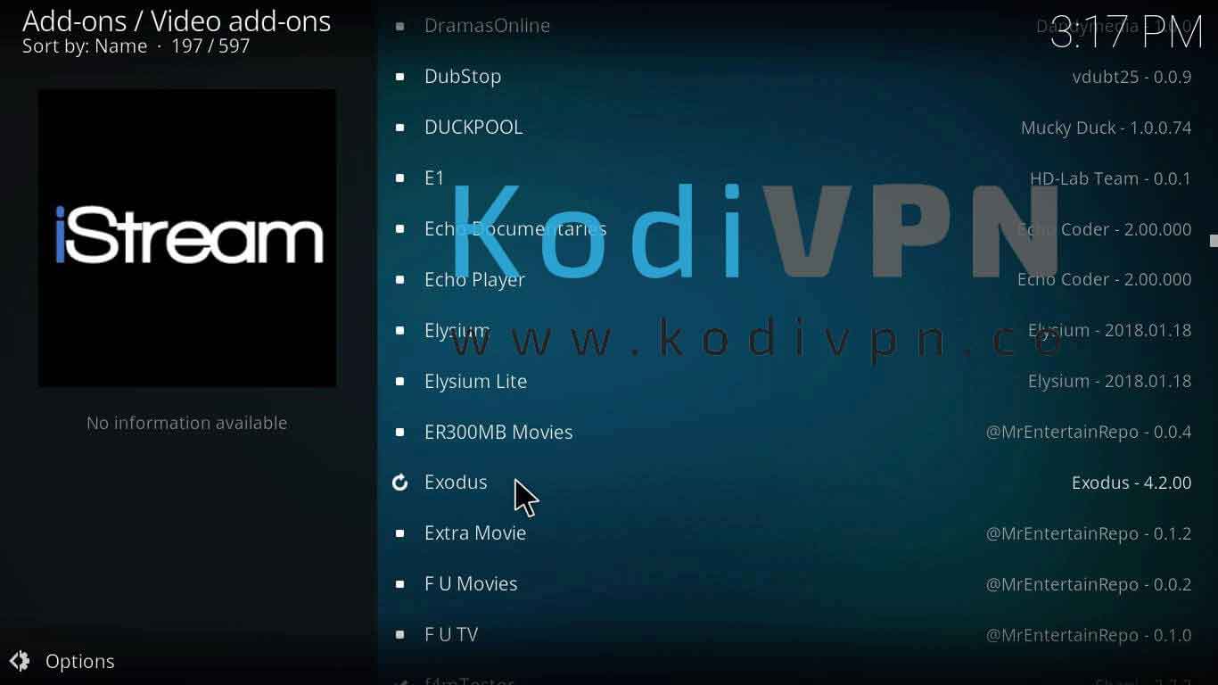 Исходная конфигурация Kodi Firestick